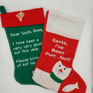 NEW set of 2 Cat Christmas stockings